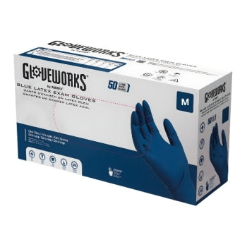 Gloveworks Blue Latex PF Exam Gloves