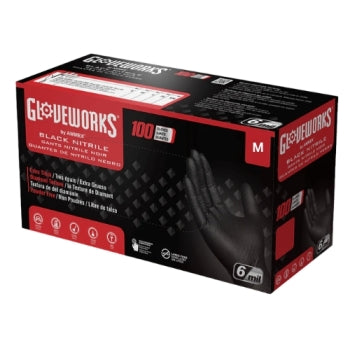 Gloveworks RDT Black Nitrile PF Industrial Gloves