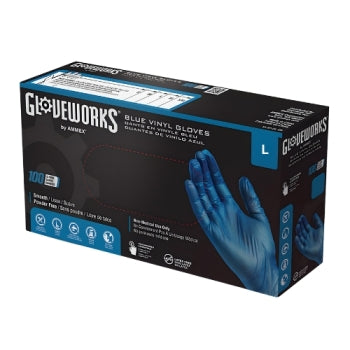 Gloveworks Blue Vinyl PF Industrial Gloves